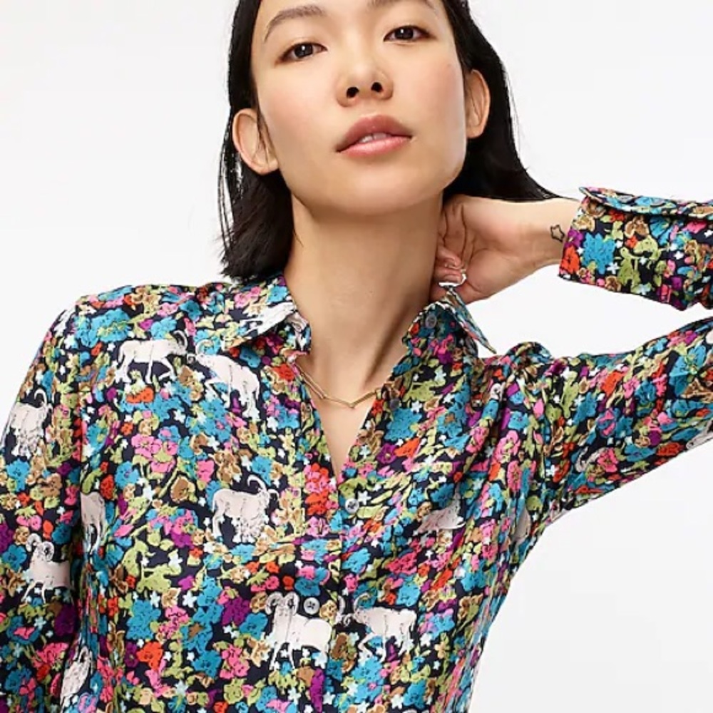 J.Crew silk shirt in goat print